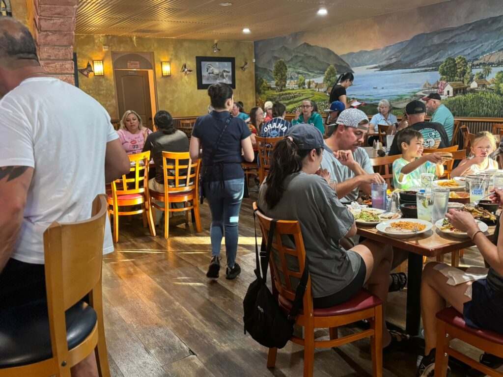 People dining and enjoying meals at La Tapatia restaurant